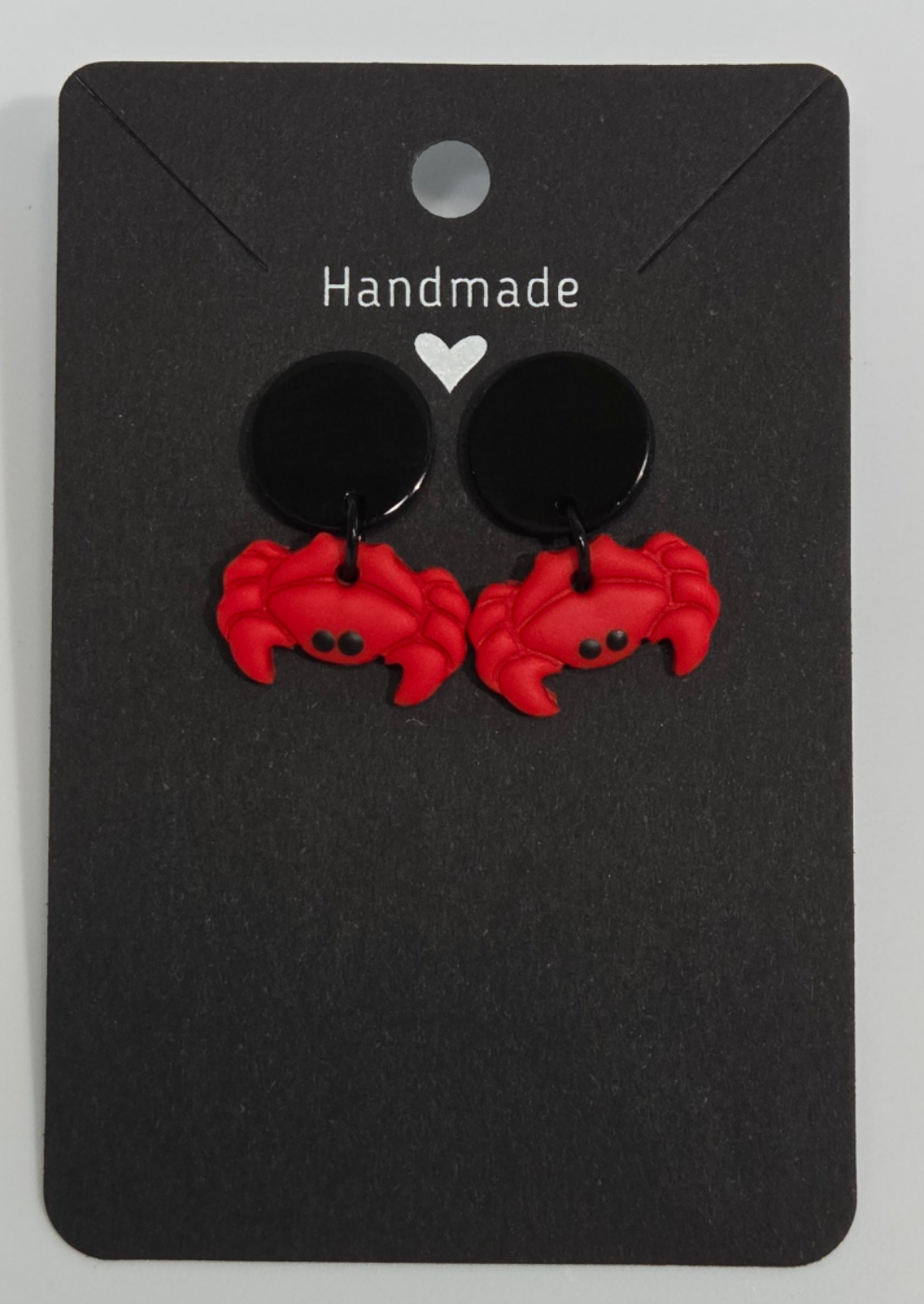 RED CRAB BLACK STUD EARRINGS!