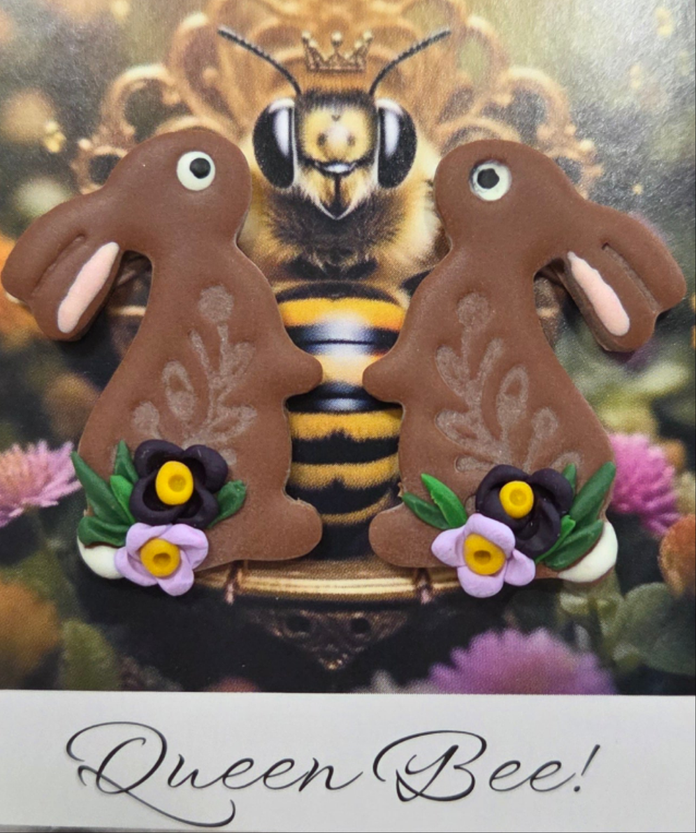 CHOCOLATE BUNNY STUD EARRINGS!