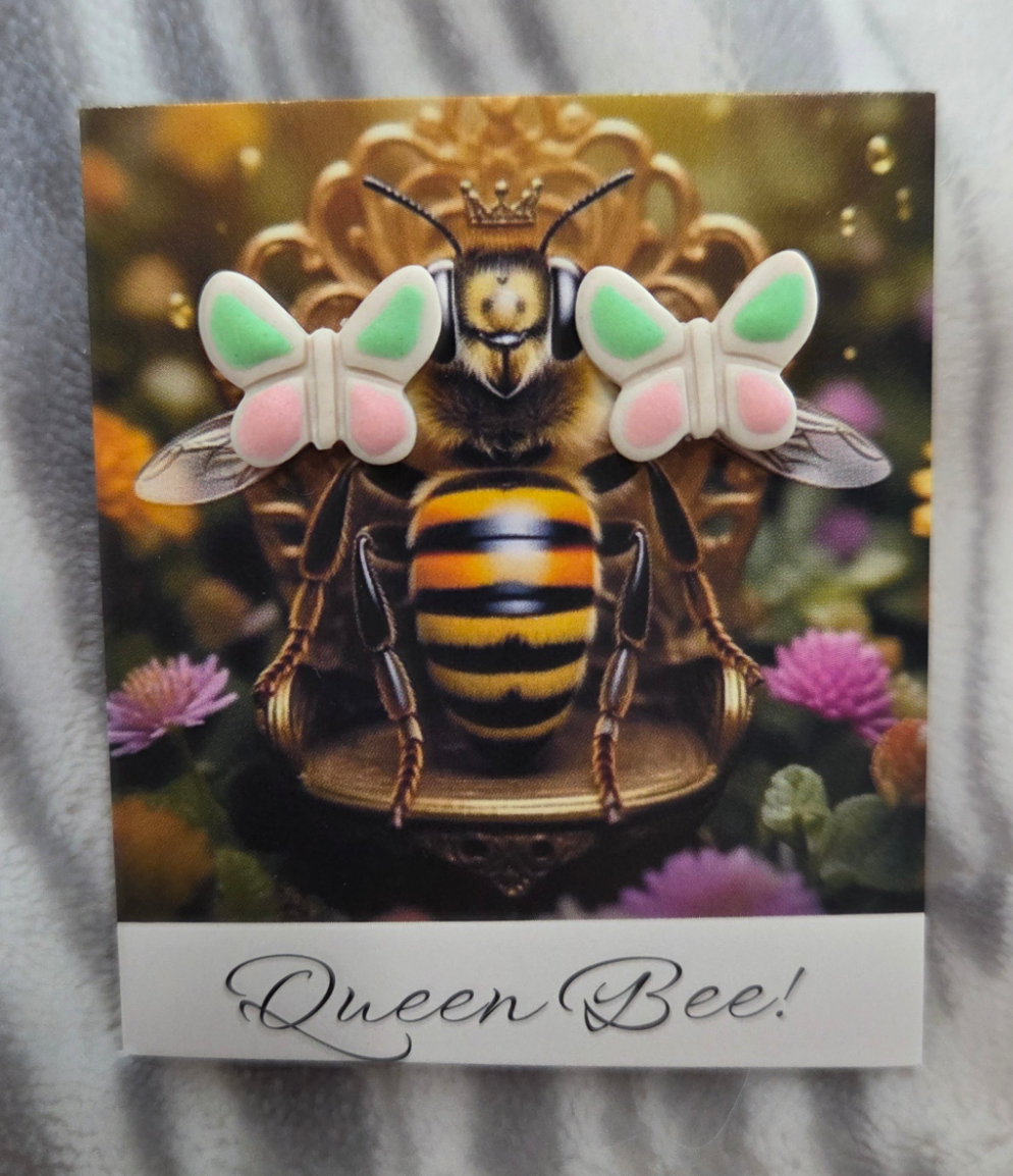 Sweet Cotton Candy and Mint Butterfly Stud Earring!