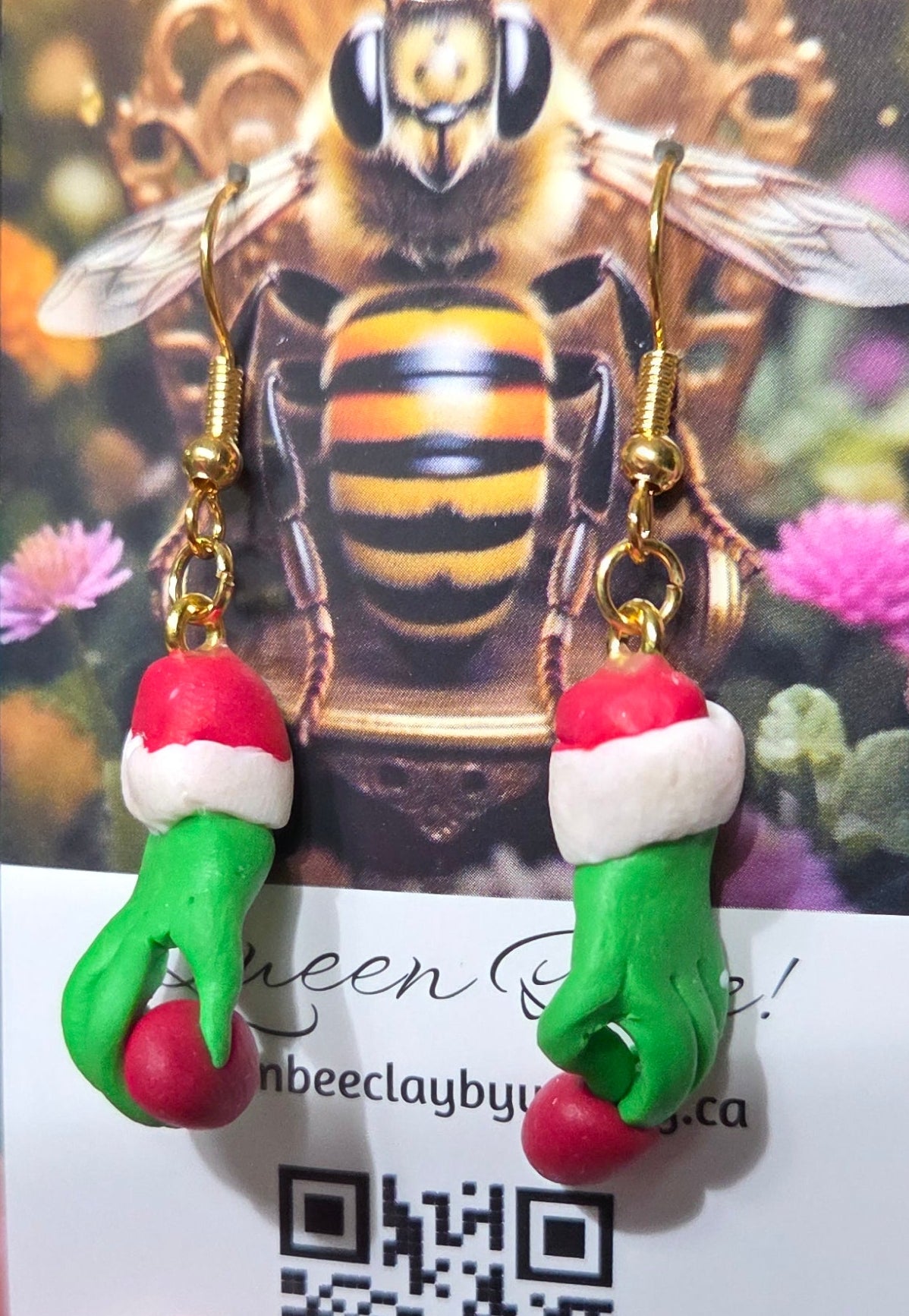 GRINCH HAND DANGLE EARRINGS!