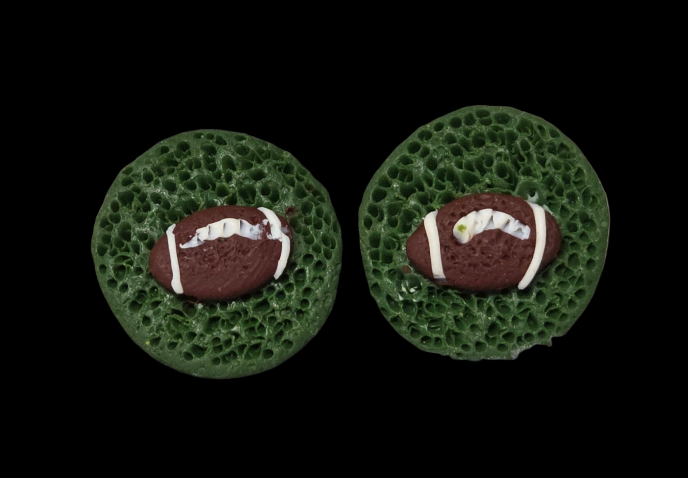 SMALL FOOTBALLS ON GRASS STUD EARRINGS!