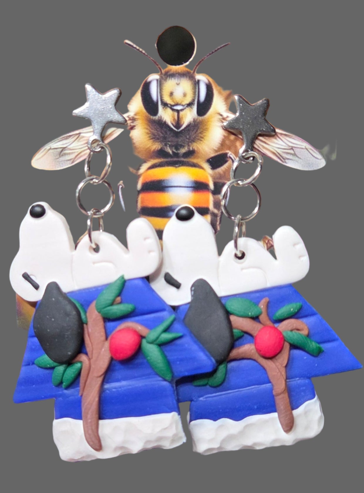 DOG LAYING ON HOUSE DANGLE EARRINGS!