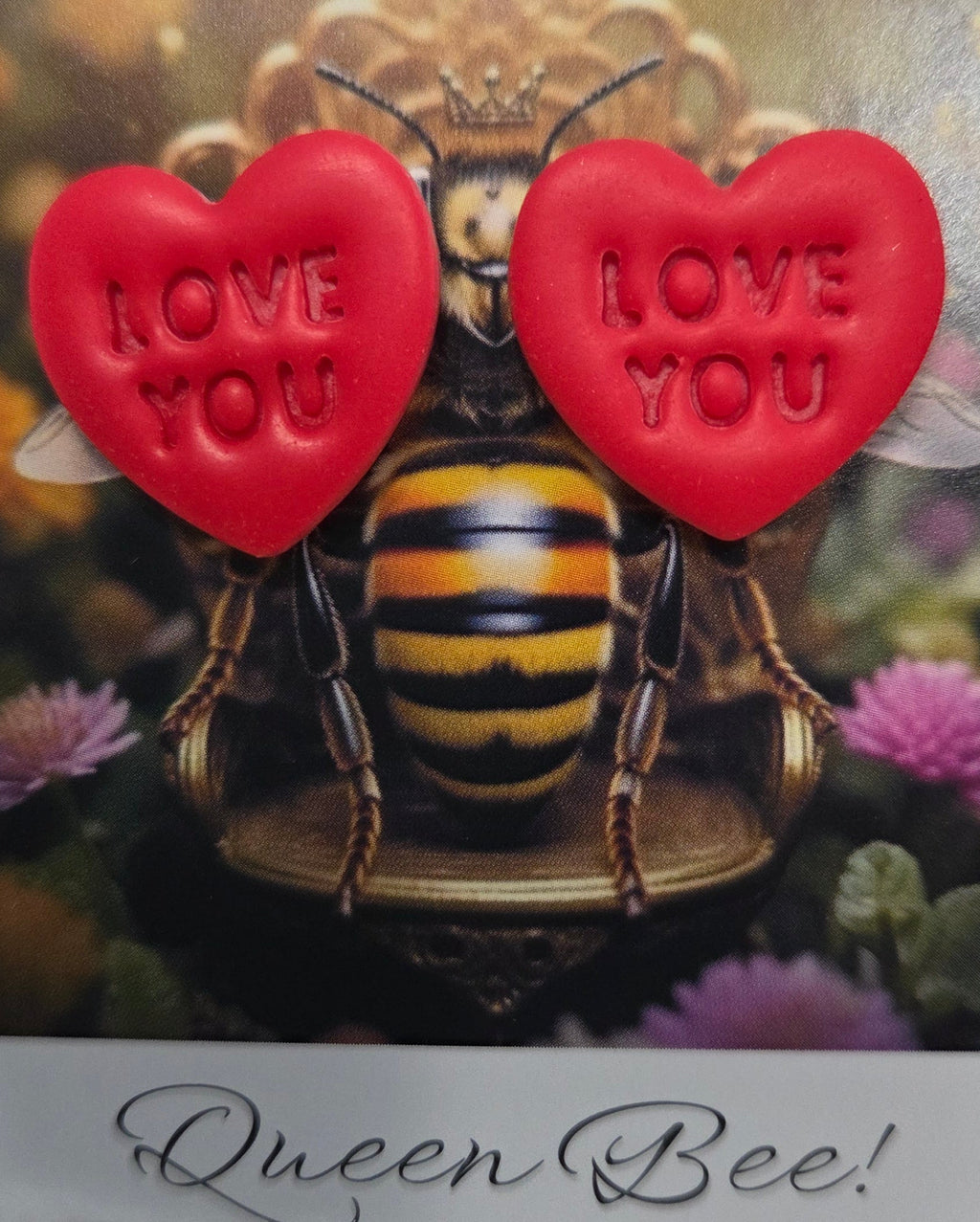 LARGE RED HEART STUD EARRINGS!