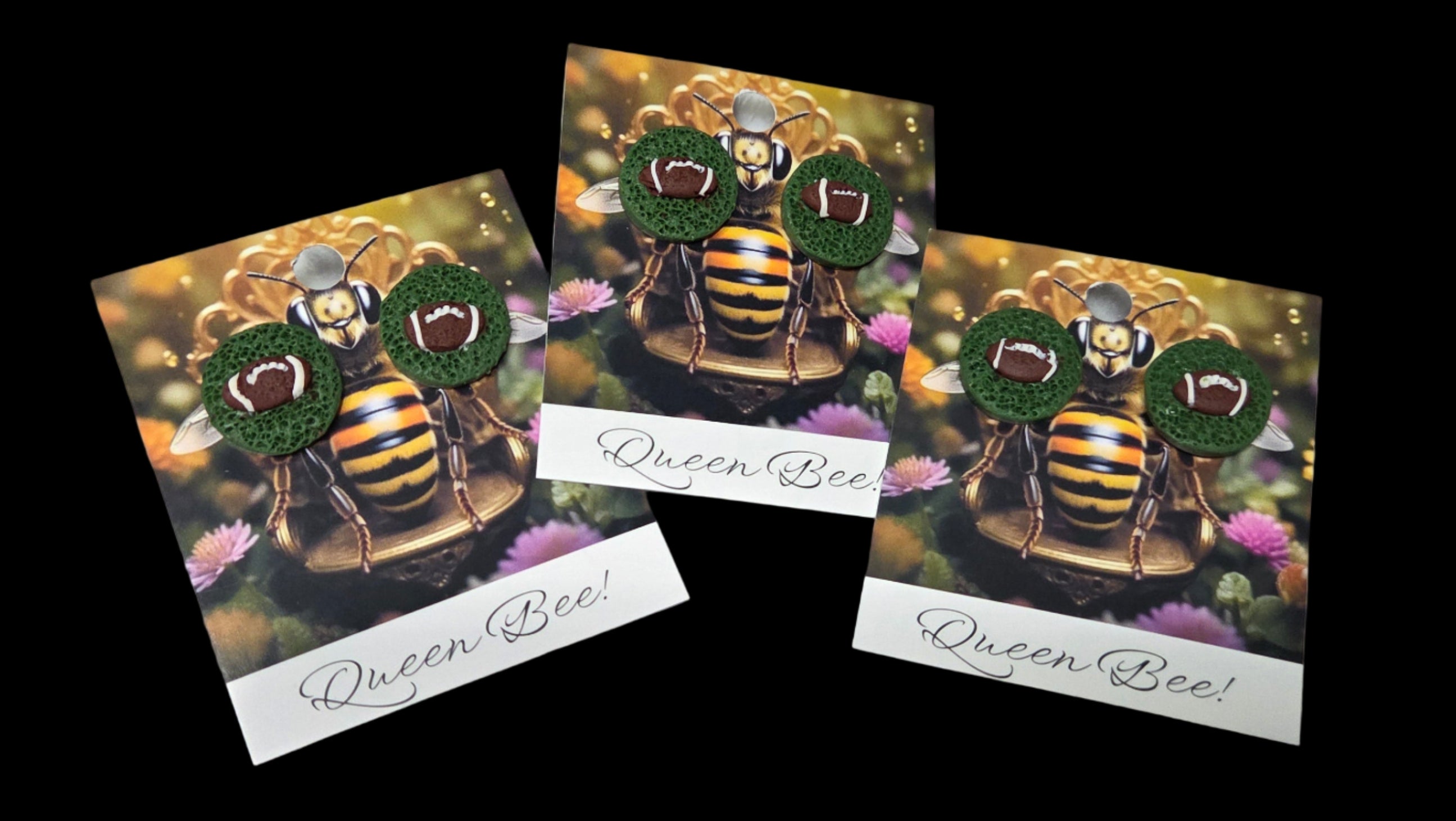 SMALL FOOTBALLS ON GRASS STUD EARRINGS!