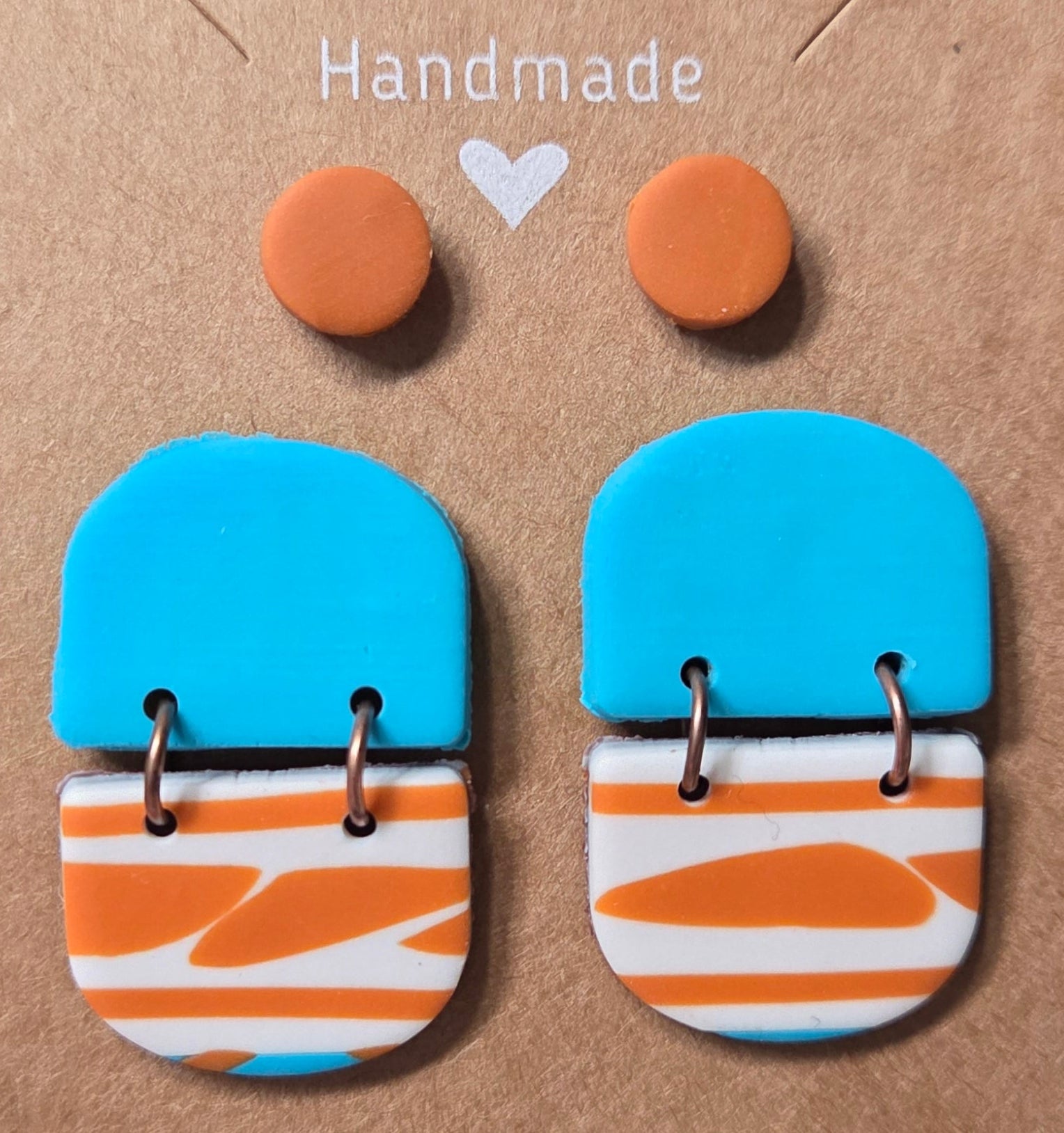 AZTEC TEAL BLUE AND BURNT ORANGE STUD SET!