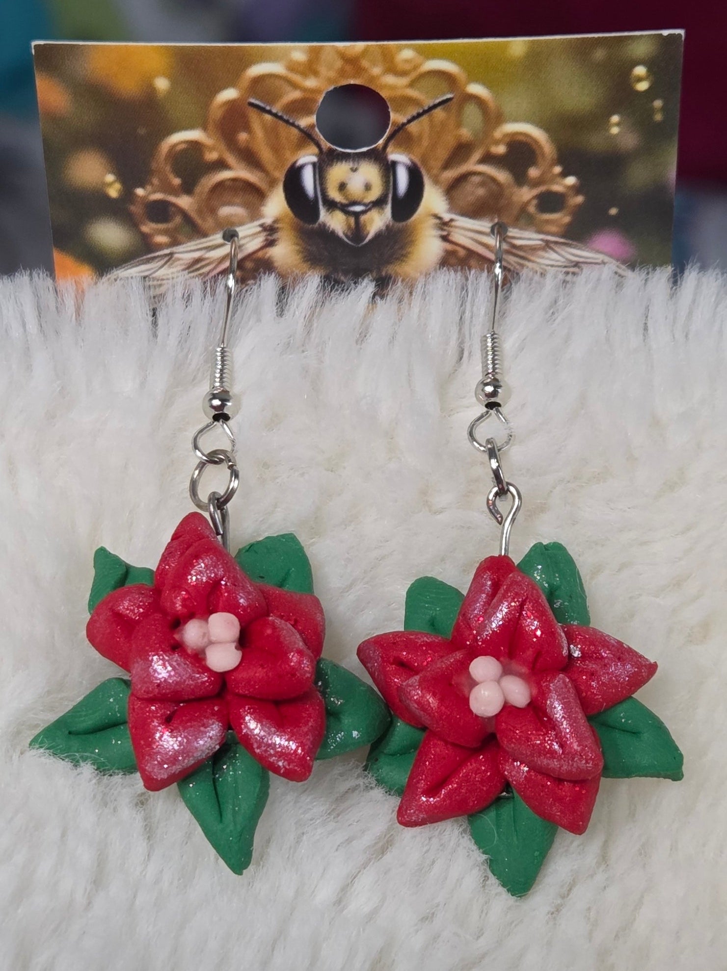 POINSETTIA DANGLE EARRINGS!