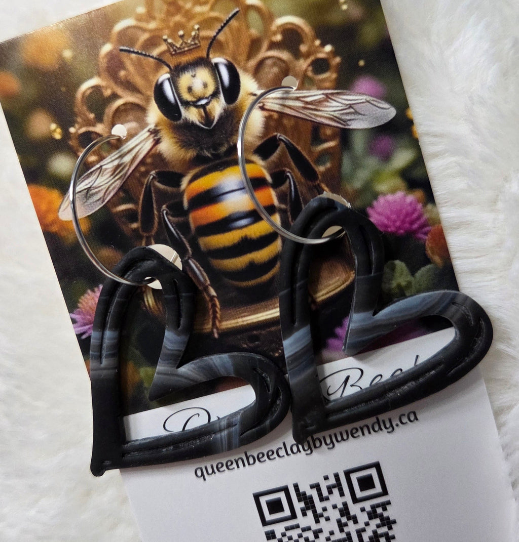 BLACK HEART HOOP EARRINGS!