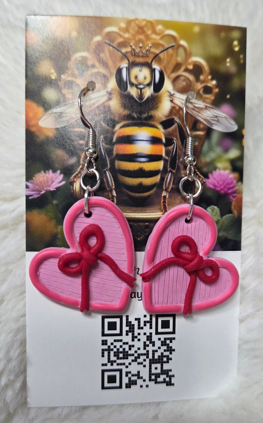 LARGE HEARTS WITH BOWS DANGLE EARRINGS!