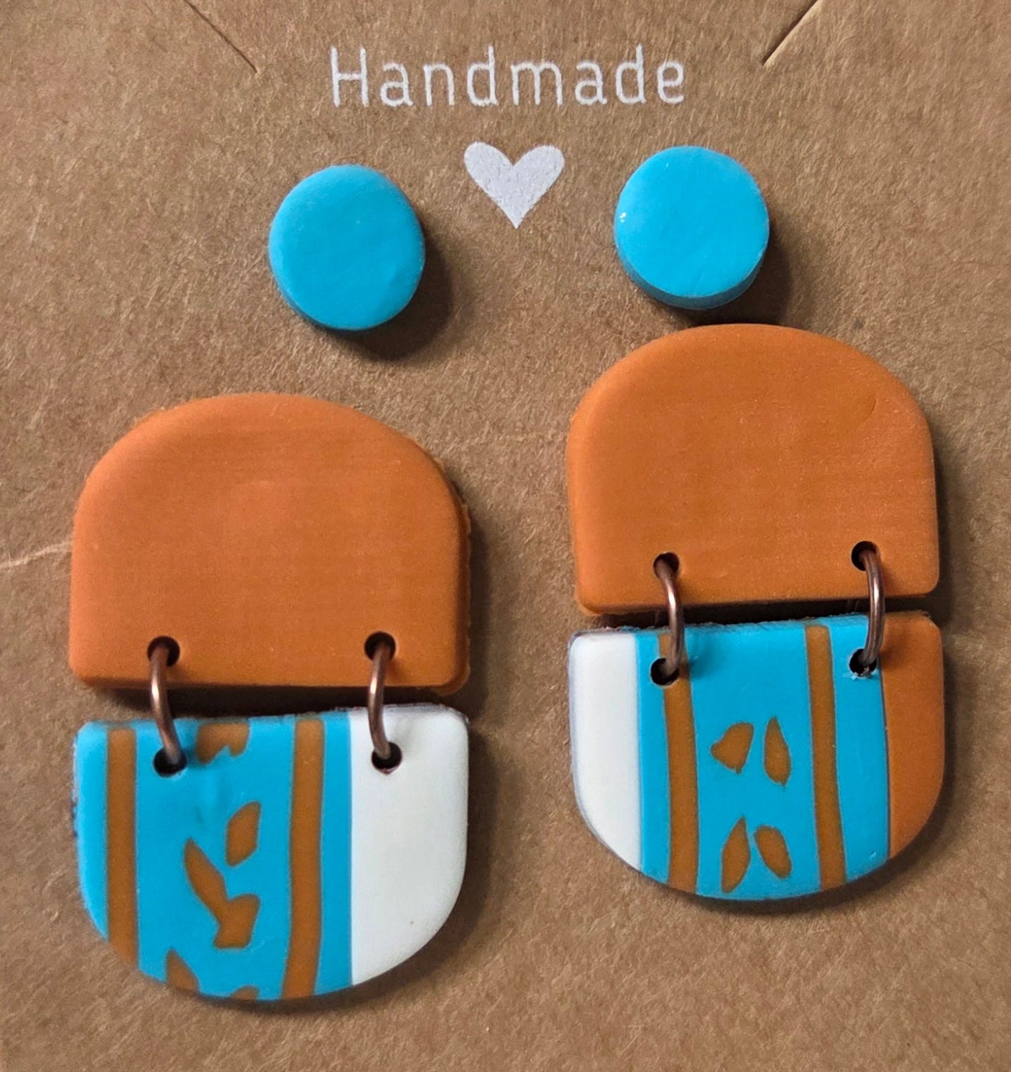 AZTEC TEAL BLUE AND BURNT ORANGE STUD SET!