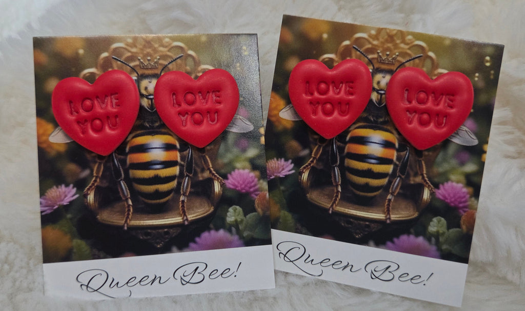 LARGE RED HEART STUD EARRINGS!