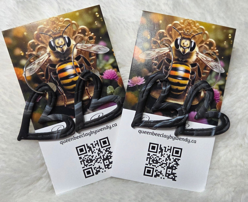 BLACK HEART HOOP EARRINGS!