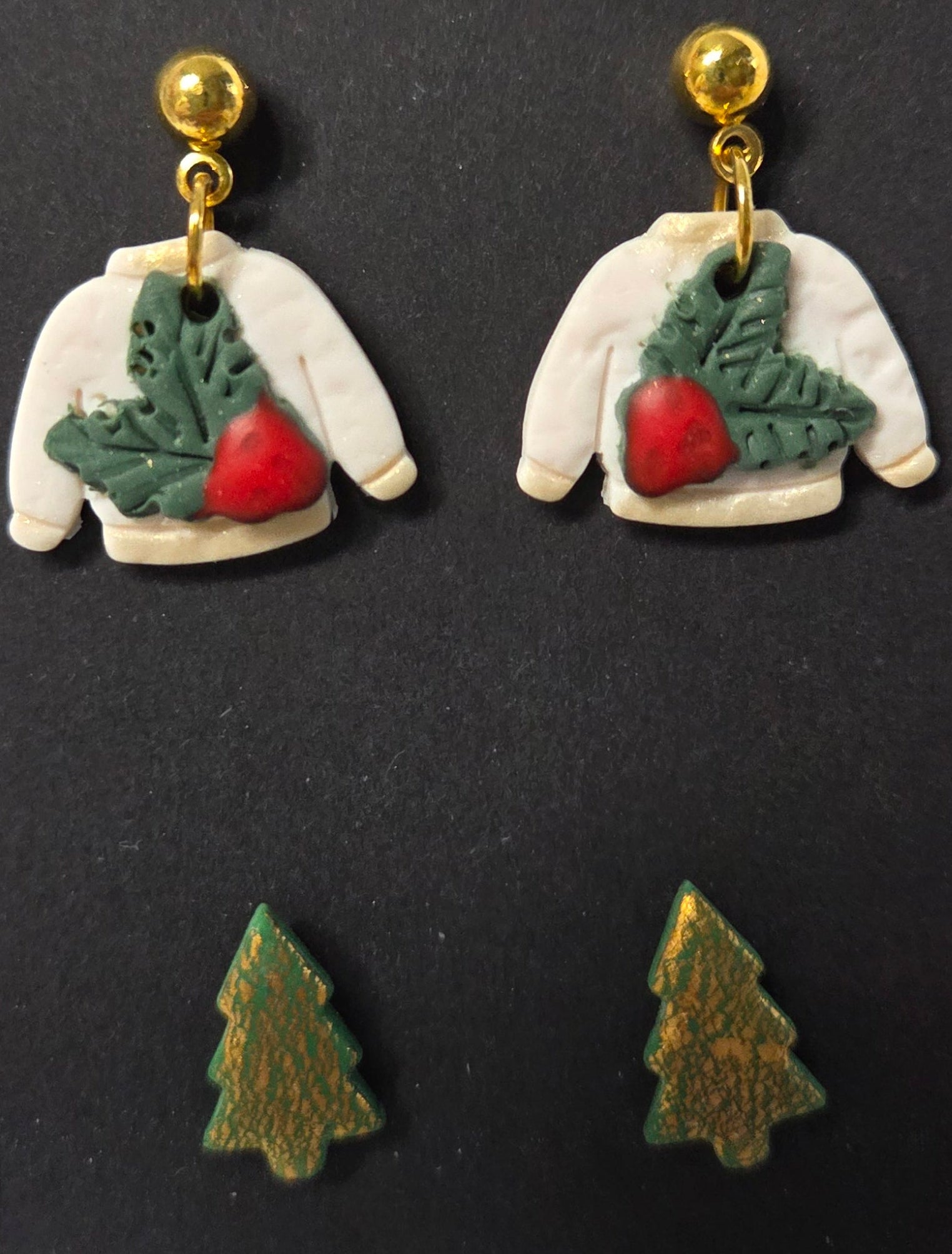 CHRISTMAS SWEATER AND TREE STUD EARRING SET!