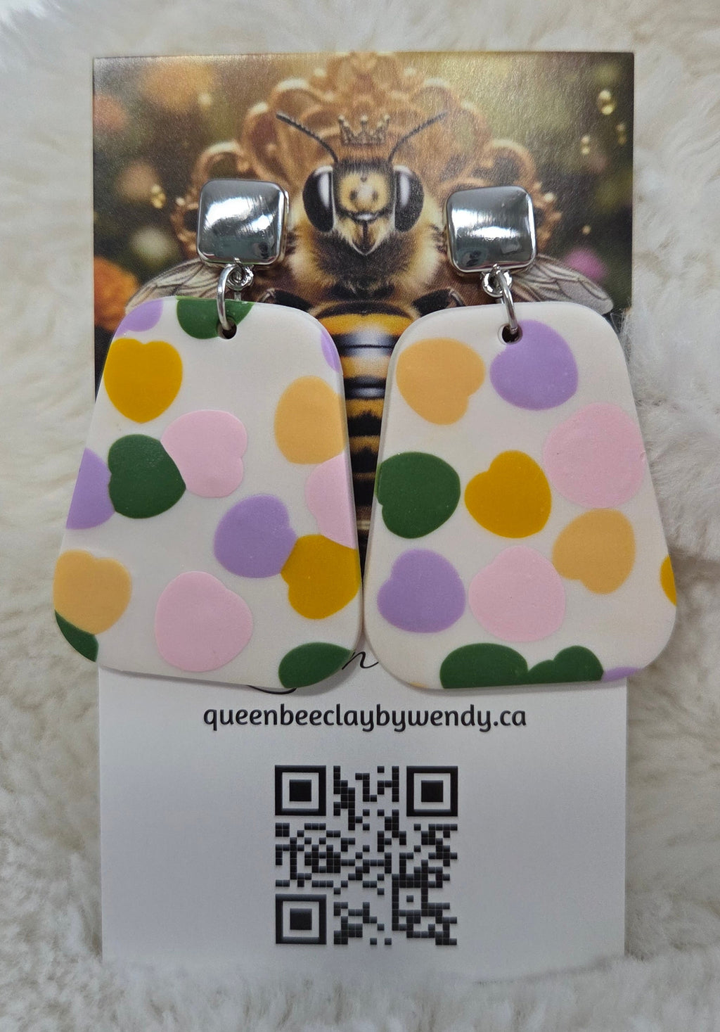 LARGE DANGLE STUD PRESSED HEARTS EARRINGS!