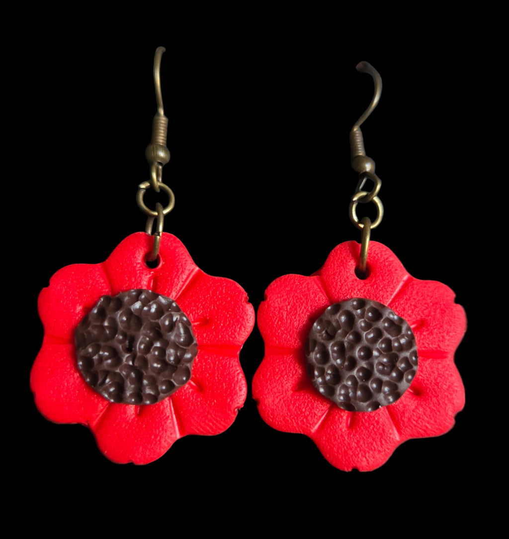 RED Flower Dangle Earring