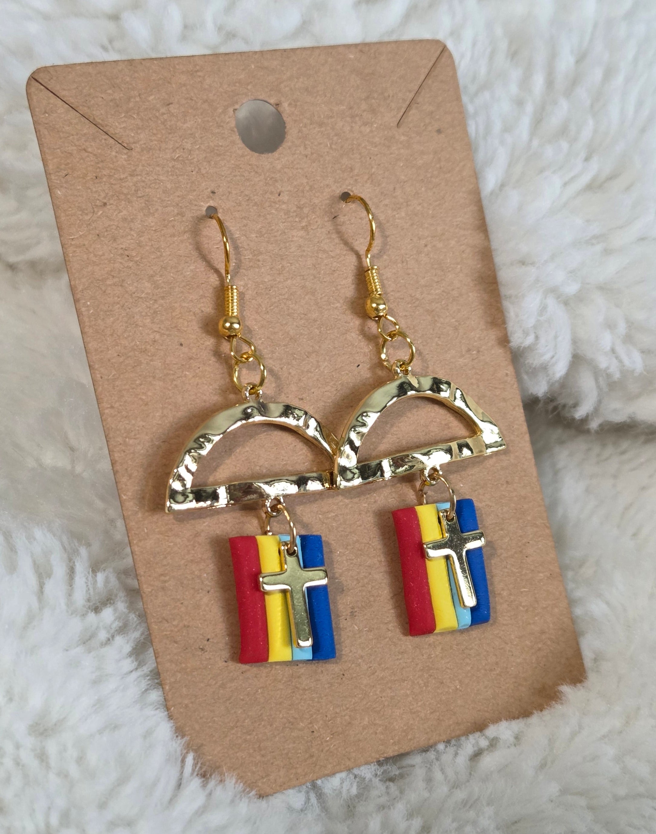RAINBOW CROSS OF HOPE DANGLE EARRINGS!
