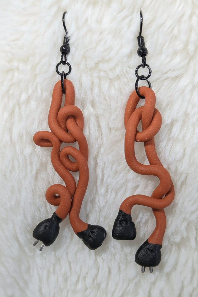 WINTER POWER CORD DANGLE EARRINGS!