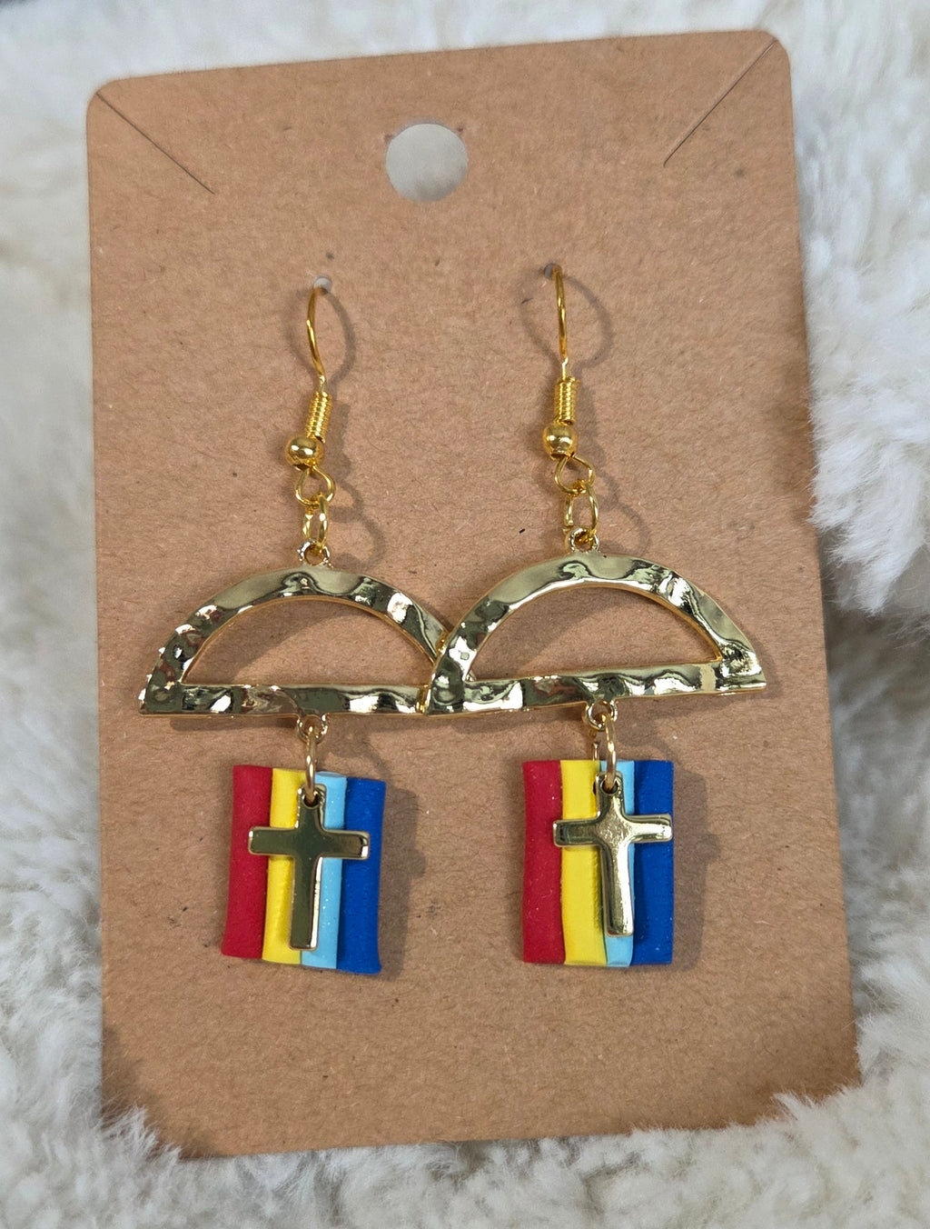RAINBOW CROSS OF HOPE DANGLE EARRINGS!