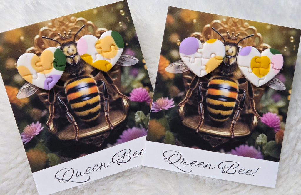 PUZZLE HEART STUD EARRINGS!