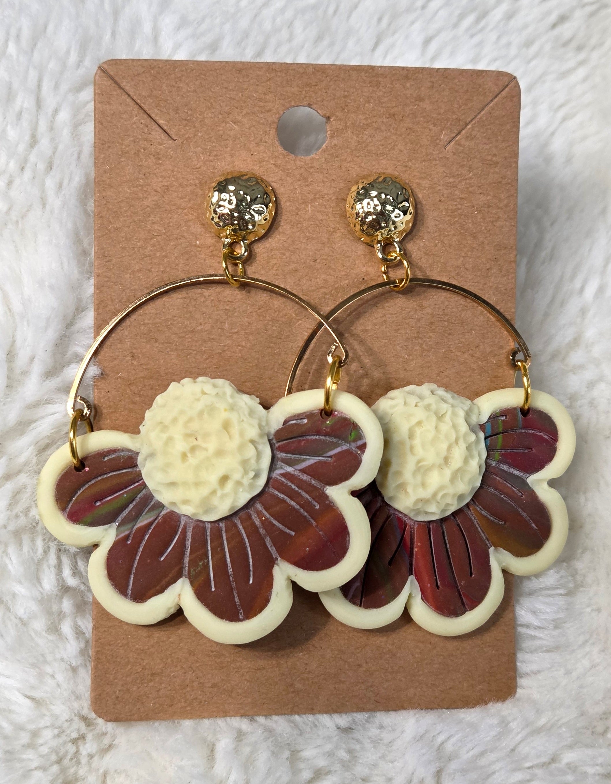GLOW IN THE DARK LARGE COZY FLOWER HOOP DANGLE EARRINGS!