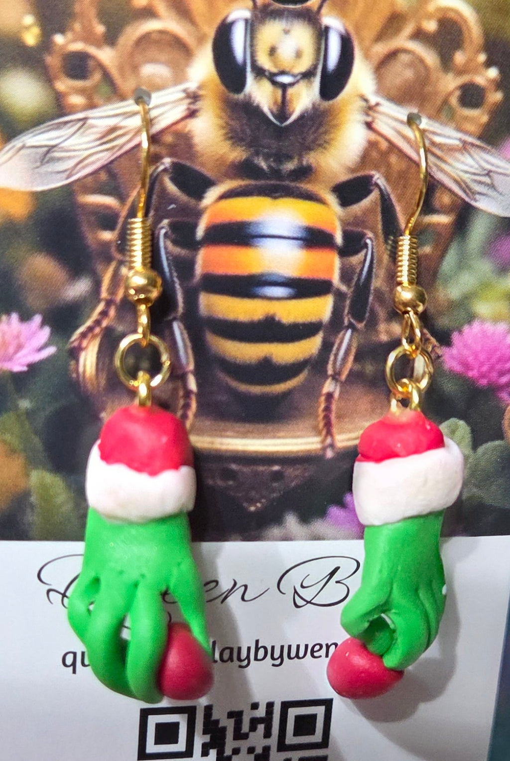 GRINCH HANDS DANGLE EARRINGS!