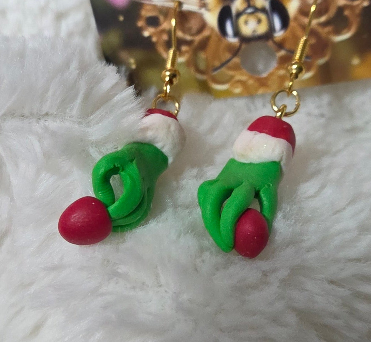 GRINCH HAND DANGLE EARRINGS!