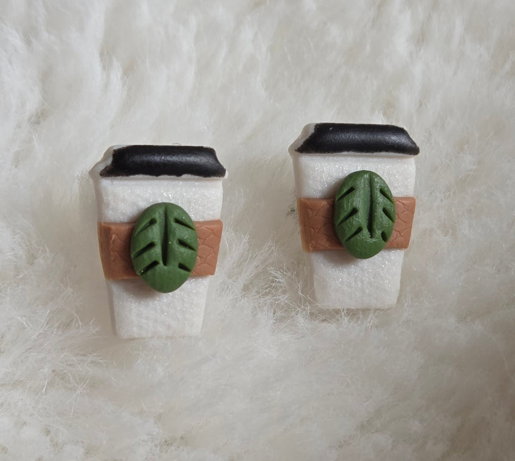 ORGANIC COFFEE CUP STUD EARRINGS!