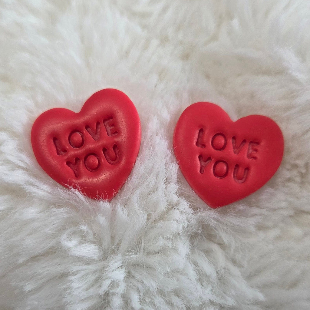 LARGE RED HEART STUD EARRINGS!
